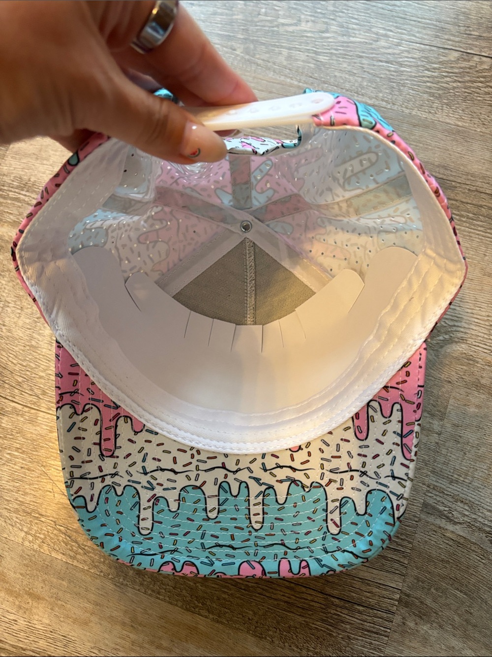 Shank It Golf Drippy Ice Cream Print Snapback Hat - Pastel Pink & Aqua - Picture 2 of 3